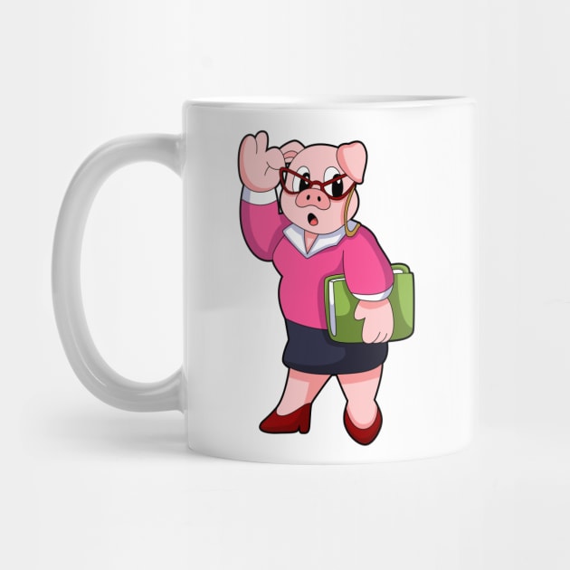 Pig as Secretary with Glasses by Markus Schnabel
